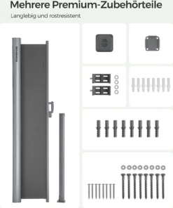 SONGMICS Alu Seitenmarkise 200 X 400 Cm 280 G/m² Ausziehbar Sichtschutz, Sonnenschutz Für Balkon & Terrasse Anthrazit GSA204G01 10 SONGMICS Alu Seitenmarkise 200 X 400 Cm 280 G/m² Ausziehbar Sichtschutz, Sonnenschutz Für Balkon & Terrasse Anthrazit GSA204G01 -Songmics Verkaufsgeschäft 00eca1e1087aef4e930bb0b4aaaeaba5
