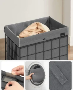 SONGMICS Wäschekorb 90L, Faltbarer Wäschesammler, Abnehmbarer Und Waschbarer Wäschesack, Metalldrahtgestell, Für Schlafzimmer, Bad, Waschküche, Schwarz-grau LCB190G01 11 SONGMICS Wäschekorb 90L, Faltbarer Wäschesammler, Abnehmbarer Und Waschbarer Wäschesack, Metalldrahtgestell, Für Schlafzimmer, Bad, Waschküche, Schwarz-grau LCB190G01 -Songmics Verkaufsgeschäft 00fee8ffa5d8575e3f65f99be0496e63