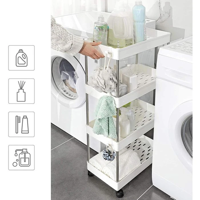 Songmics Küchenwagen KSC10WT, Mit Rollen, Nischenregal, Weiß, 40 X 86 X 22cm, Aus Kunststoff 6 Songmics Küchenwagen KSC10WT, Mit Rollen, Nischenregal, Weiß, 40 X 86 X 22cm, Aus Kunststoff - Image 6