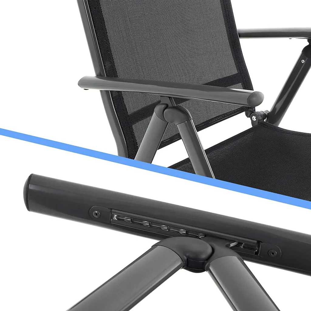 SONGMICS 4er-Set Klappbare Campingstühle, Gartenstühle, Klappstühle Mit Aluminiumgestell, 8-fach Verstellbare Rückenlehne, Max. 150 Kg Belastbar, Schwarz GCB30BK 4 SONGMICS 4er-Set Klappbare Campingstühle, Gartenstühle, Klappstühle Mit Aluminiumgestell, 8-fach Verstellbare Rückenlehne, Max. 150 Kg Belastbar, Schwarz GCB30BK - Image 4