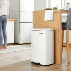 Songmics Mülleimer LTB101W01, Weiß, Aus Metall, 50 Liter -Songmics Verkaufsgeschäft 02f319a2018c1752d2ee51cac3ed7b91313978db muelleimer songmics ltb101w01 weiss