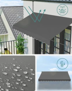 SONGMICS Balkonmarkise, 300 Cm, Alu-Klemmmarkise, 280 G/m² Polyester, Höhenverstellbar, Sonnenmarkise, Mit Handkurbel, Sonnenschutz, Für Balkon, Terrasse, Garten, Anthrazit GSA313G02 11 SONGMICS Balkonmarkise, 300 Cm, Alu-Klemmmarkise, 280 G/m² Polyester, Höhenverstellbar, Sonnenmarkise, Mit Handkurbel, Sonnenschutz, Für Balkon, Terrasse, Garten, Anthrazit GSA313G02 -Songmics Verkaufsgeschäft 05468c634384c3e25d6599860a78e2b6