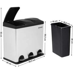 Songmics Mülleimer LTB54L, Silber, Aus Edelstahl, 3 X 18 Liter -Songmics Verkaufsgeschäft 071e9dd618de74da881a15864244887cac4e4fec muelleimer songmics ltb54l silber