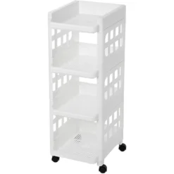 Songmics Küchenwagen KSC02WT, Mit Rollen, Weiß, 27,5 X 74,5 X 32,5cm, Aus Kunststoff