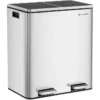 Songmics Mülleimer LTB60BK, Silber, Aus Edelstahl, 2 X 30 Liter