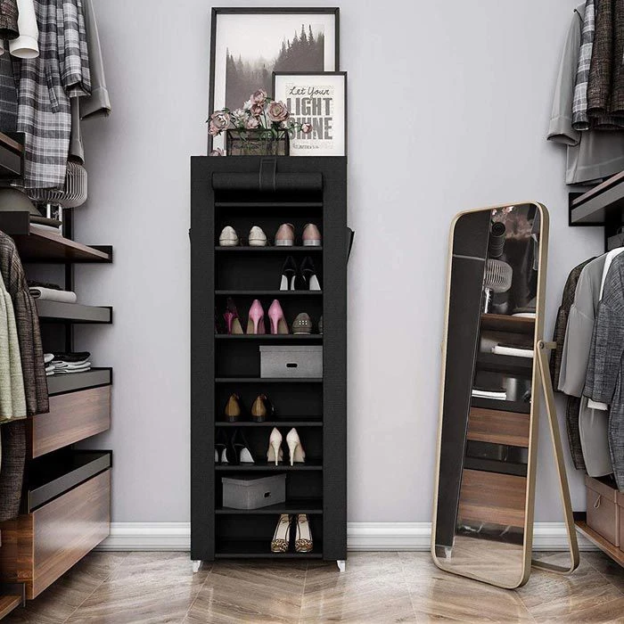 Songmics Schuhschrank RXJ10H, Schwarz, Aus Stoff, Für 27 Paar, 58 X 160 X 28cm 5 Songmics Schuhschrank RXJ10H, Schwarz, Aus Stoff, Für 27 Paar, 58 X 160 X 28cm - Image 5