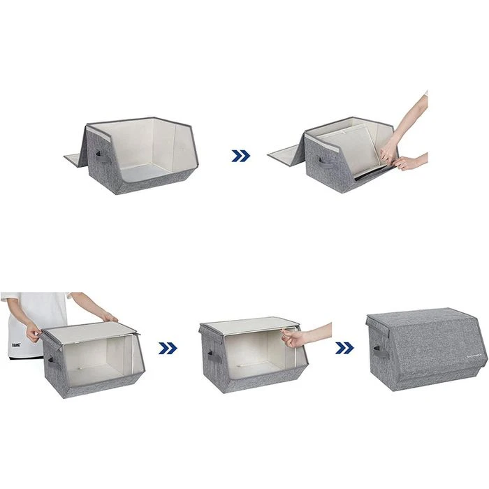 Songmics Aufbewahrungsbox RLB02GY, 25 Liter, Mit Deckel, Stoff, Hellgrau, Set 2 Stück 8 Songmics Aufbewahrungsbox RLB02GY, 25 Liter, Mit Deckel, Stoff, Hellgrau, Set 2 Stück - Image 8