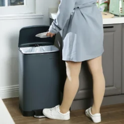 SONGMICS Mülleimer, 30 Liter Abfalleimer, Treteimer Aus Stahl, Mit Inneneimer Und Deckel, Softclose, Luftdicht Rauchgrau LTB01GS -Songmics Verkaufsgeschäft 092da43694191ffea562b69d8bd1019c