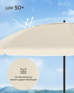 SONGMICS Sonnenschirm 160 Cm, Sonnenschutz UPF 50+, Beidseitig Um 30° Knickbar, Höhenverstellbar, Mit Tragetasche, Ohne Ständer, Beige GPU60WTV1 -Songmics Verkaufsgeschäft 0a5d21969dae775739c8cde1e12803c5