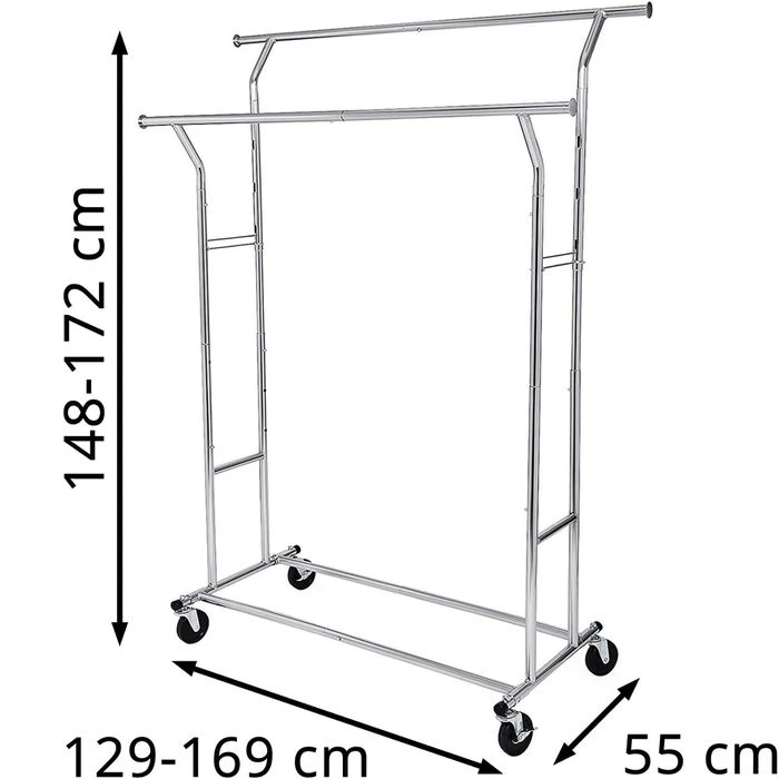 Songmics Garderobenständer HSR12S, Bis 110 Kg, Mit Rollen, Ausziehbar, Metall, Silber 2 Songmics Garderobenständer HSR12S, Bis 110 Kg, Mit Rollen, Ausziehbar, Metall, Silber - Image 2