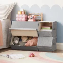 Songmics Aufbewahrungsbox RLB12GY, 21 / 43 Liter, Mit Deckel, Stoff, Hellgrau, Set 4-teilig -Songmics Verkaufsgeschäft 0b18de481fb68d079e33b4bd69713cfd782dcbf8 aufbewahrungsbox songmics rlb12gy 21 43 liter