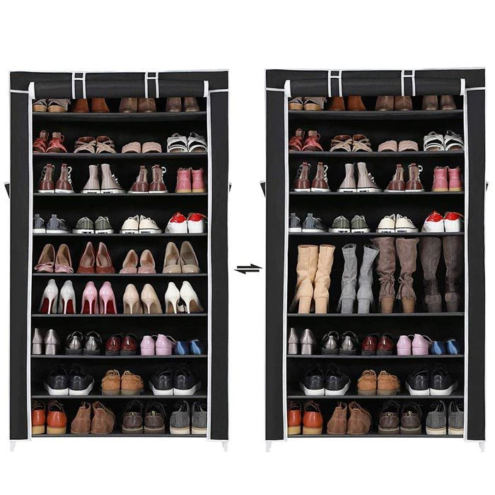 Songmics Schuhschrank RXJ36H, Schwarz, Aus Stoff, Für 36 Paar, 88 X 160 X 28cm 4 Songmics Schuhschrank RXJ36H, Schwarz, Aus Stoff, Für 36 Paar, 88 X 160 X 28cm - Image 4