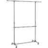 Songmics Garderobenständer LLR401, Mit Rollen, Ausziehbar, Metall, Silber / Grau
