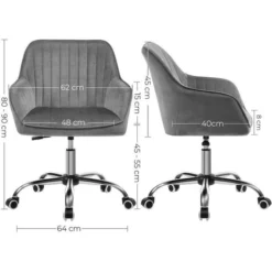 Songmics Bürostuhl OBG012G01, Grau, Samt, Belastbar Bis 120 Kg -Songmics Verkaufsgeschäft 0e9ac91fe94484d8c7a033c17574a58292bf58ae buerostuhl songmics obg012g01