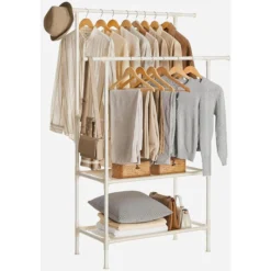 Songmics Garderobenständer RDR02WT, Bis 70 Kg, Mit 2 Kleiderstangen Und 2 Ablagen, Metall, Weiß -Songmics Verkaufsgeschäft 0f69fb2fd13ed880a926f4739326cc9199db9d2b garderobenstaender songmics rdr02wt bis 70 kg