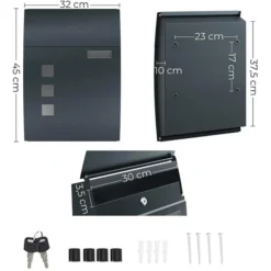 SONGMICS Briefkasten GMB030G02, Anthrazit, Aus Stahl, 32 X 45 X 10cm, Mit Sichtfenster -Songmics Verkaufsgeschäft 0fc31a275b2e2ad5bfcd5a7a888ec45b74536116 briefkasten songmics gmb030g02 anthrazit
