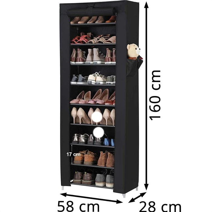Songmics Schuhschrank RXJ10H, Schwarz, Aus Stoff, Für 27 Paar, 58 X 160 X 28cm 2 Songmics Schuhschrank RXJ10H, Schwarz, Aus Stoff, Für 27 Paar, 58 X 160 X 28cm - Image 2