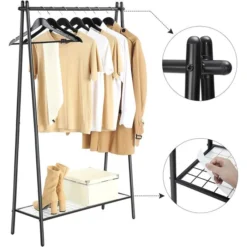 Songmics Garderobenständer HSR23BK, Mit Schuhablage, Metall, Schwarz -Songmics Verkaufsgeschäft 12176a9ee73689a157eea7174541f9cd5fbfec48 garderobenstaender songmics hsr23bk