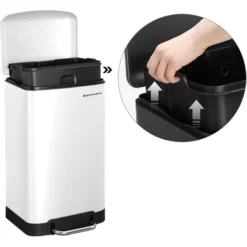 Songmics Mülleimer LTB01L, Weiß, Aus Metall, 30 Liter -Songmics Verkaufsgeschäft 13c5cb780914a1bf2346420232d76a017e2cac73 muelleimer songmics ltb01l weiss