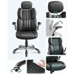 Songmics Bürostuhl, Ergonomischer Drehstuhl, Mit Klappbaren Armlehnen, Nylon-Sternfuß, Tragfähigkeit 150 Kg, Schwarz OBG65BK 7 Songmics Bürostuhl, Ergonomischer Drehstuhl, Mit Klappbaren Armlehnen, Nylon-Sternfuß, Tragfähigkeit 150 Kg, Schwarz OBG65BK -Songmics Verkaufsgeschäft 14331166 3