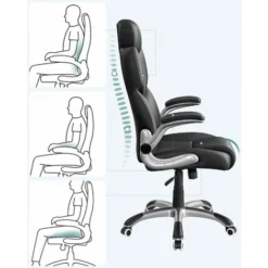 Songmics Bürostuhl, Ergonomischer Drehstuhl, Mit Klappbaren Armlehnen, Nylon-Sternfuß, Tragfähigkeit 150 Kg, Schwarz OBG65BK 8 Songmics Bürostuhl, Ergonomischer Drehstuhl, Mit Klappbaren Armlehnen, Nylon-Sternfuß, Tragfähigkeit 150 Kg, Schwarz OBG65BK -Songmics Verkaufsgeschäft 14331166 4
