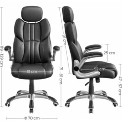 Songmics Bürostuhl, Ergonomischer Drehstuhl, Mit Klappbaren Armlehnen, Nylon-Sternfuß, Tragfähigkeit 150 Kg, Schwarz OBG65BK 9 Songmics Bürostuhl, Ergonomischer Drehstuhl, Mit Klappbaren Armlehnen, Nylon-Sternfuß, Tragfähigkeit 150 Kg, Schwarz OBG65BK -Songmics Verkaufsgeschäft 14331166 5