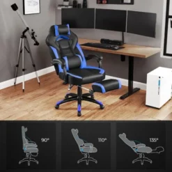 Songmics Gamingstuhl, Bürostuhl Mit Fußstütze, Schreibtischstuhl, Ergonomisches Design, Verstellbare Kopfstütze, Lendenstütze, Bis Zu 150 Kg Belastbar, Schwarz-Blau, OBG77BU 7 Songmics Gamingstuhl, Bürostuhl Mit Fußstütze, Schreibtischstuhl, Ergonomisches Design, Verstellbare Kopfstütze, Lendenstütze, Bis Zu 150 Kg Belastbar, Schwarz-Blau, OBG77BU -Songmics Verkaufsgeschäft 14331169 3