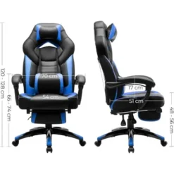Songmics Gamingstuhl, Bürostuhl Mit Fußstütze, Schreibtischstuhl, Ergonomisches Design, Verstellbare Kopfstütze, Lendenstütze, Bis Zu 150 Kg Belastbar, Schwarz-Blau, OBG77BU 9 Songmics Gamingstuhl, Bürostuhl Mit Fußstütze, Schreibtischstuhl, Ergonomisches Design, Verstellbare Kopfstütze, Lendenstütze, Bis Zu 150 Kg Belastbar, Schwarz-Blau, OBG77BU -Songmics Verkaufsgeschäft 14331169 5