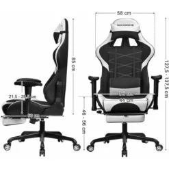 Songmics Gaming Stuhl Mit Fußstütze, 150 Kg, Bürostuhl, Schreibtischstuhl, Lendenkissen, Kopfkissen, Hohe Rückenlehne, Ergonomisch, Stahl, Kunstleder, Atmungsaktives Meshgewebe, Schwarz-weiß RCG52BW 9 Songmics Gaming Stuhl Mit Fußstütze, 150 Kg, Bürostuhl, Schreibtischstuhl, Lendenkissen, Kopfkissen, Hohe Rückenlehne, Ergonomisch, Stahl, Kunstleder, Atmungsaktives Meshgewebe, Schwarz-weiß RCG52BW -Songmics Verkaufsgeschäft 14331201 5