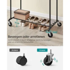 Songmics Garderobenständer HSR60B, Bis 110 Kg, Mit Rollen, Metall, Schwarz 12 Songmics Garderobenständer HSR60B, Bis 110 Kg, Mit Rollen, Metall, Schwarz -Songmics Verkaufsgeschäft 149c3cb8f64198e0337650fb48d4d5ae6ae20b74 garderobenstaender songmics hsr60b bis 110 kg