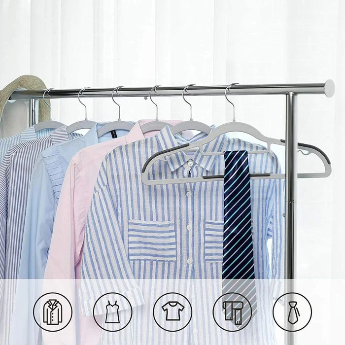 Songmics Kleiderbügel CRP20G30, Aus Kunststoff, Mit Anti-Rutsch-Riffelung, Grau, 30 Stück 2 Songmics Kleiderbügel CRP20G30, Aus Kunststoff, Mit Anti-Rutsch-Riffelung, Grau, 30 Stück - Image 2