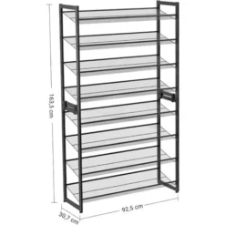 Songmics Schuhregal Mit 8 Ebenen, Set Aus 2 Stapelbaren 4-stufigen Schuhorganizern, Schuhaufbewahrung Aus Metall, Mit Verstellbaren Gitterablagen, Flach Oder Abgewinkelt Montierbar, Schwarz LMR08B -Songmics Verkaufsgeschäft 15579820 5