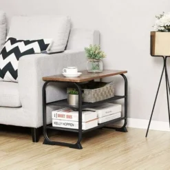 VASAGLE Schuhbank Schuhschrank Im Industrie Design, Schuhregal Mit 2 Gitterablagen, Abgerundeter Rahmen, Einfache Montage, Stabil, Platzsparend, Schmal, Holzoptik, Vintage Von SONGMICS LMR32BX -Songmics Verkaufsgeschäft 15579845 4