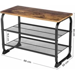 VASAGLE Schuhbank Schuhschrank Im Industrie Design, Schuhregal Mit 2 Gitterablagen, Abgerundeter Rahmen, Einfache Montage, Stabil, Platzsparend, Schmal, Holzoptik, Vintage Von SONGMICS LMR32BX -Songmics Verkaufsgeschäft 15579845 5