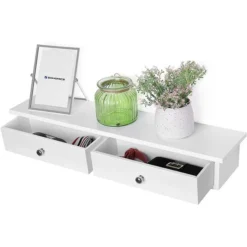 Songmics Wandregal LWS65WT, Weiß, 65cm, 2 Schubladen, Aus Holz -Songmics Verkaufsgeschäft 15ac2a2cc8c11796fe4bcaf2a6269141073c81ad wandregal songmics lws65wt weiss