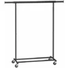 SONGMICS Schwerlast-Kleiderständer, Garderobenständer Auf Rollen, Bis 90 Kg Belastbar, Mit Ausziehbarer Kleiderstange, Zusammenklappbares Unterteil, Ablage Für Boxen, Schwarz HSR13BKV1
