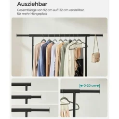 SONGMICS Schwerlast-Kleiderständer, Garderobenständer Auf Rollen, Bis 90 Kg Belastbar, Mit Ausziehbarer Kleiderstange, Zusammenklappbares Unterteil, Ablage Für Boxen, Schwarz HSR13BKV1 9 SONGMICS Schwerlast-Kleiderständer, Garderobenständer Auf Rollen, Bis 90 Kg Belastbar, Mit Ausziehbarer Kleiderstange, Zusammenklappbares Unterteil, Ablage Für Boxen, Schwarz HSR13BKV1 -Songmics Verkaufsgeschäft 16630288 5