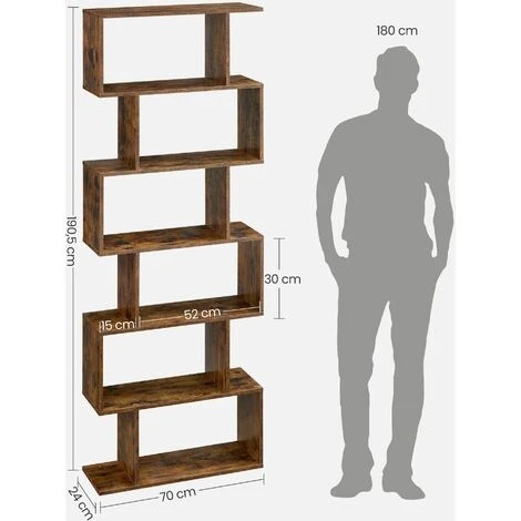 VASAGLE Bücherregal, Mit 6 Ebenen, Standregal, Büroregal, Freistehend, Dekoregal, Zur Präsentation, Modern, Für Wohnzimmer, Schlafzimmer, Büro, Vintagebraun LBC61BX Von Songmics 5 VASAGLE Bücherregal, Mit 6 Ebenen, Standregal, Büroregal, Freistehend, Dekoregal, Zur Präsentation, Modern, Für Wohnzimmer, Schlafzimmer, Büro, Vintagebraun LBC61BX Von Songmics - Image 5