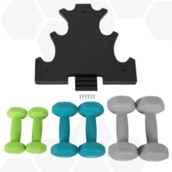 Songmics Kurzhantel Set, Hanteln, Hexagon, Mit Hantelständer, 2 X 1 Kg, 2 X 2 Kg, 2 X 3 Kg, Limettengrün, Aquamarin, Grau, Mattes Finish, Neopren-Beschichtung, Krafttraining, Fitnessstudio SYL612GN -Songmics Verkaufsgeschäft 16818087 3
