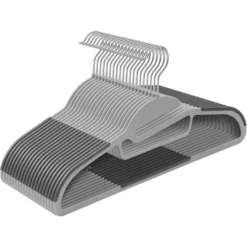 Songmics Kleiderbügel CRP41G, Aus Kunststoff, Mit Anti-Rutsch-Riffelung, Grau, 20 Stück