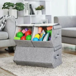 Songmics Aufbewahrungsbox RLB12GY, 21 / 43 Liter, Mit Deckel, Stoff, Hellgrau, Set 3-teilig -Songmics Verkaufsgeschäft 176e4bc146c1e699f3f66e461a552a237f53c47b aufbewahrungsbox songmics rlb12gy 21 43 liter