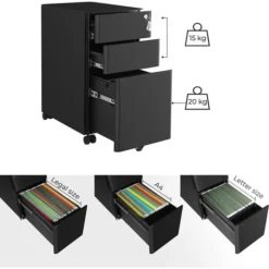 Songmics Rollcontainer OFC030B01, Metall, Schwarz, Mit 2 Schüben Und Hängeregistratur, Abschließbar -Songmics Verkaufsgeschäft 180cd4f0cfdd6a3415d259376660076f12a6330c rollcontainer songmics ofc030b01 metall schwarz