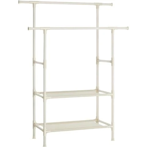 Songmics Kleiderständer, Garderobenständer Aus Metall, Mit 2 Kleiderstangen, 2 Ablagen, Bis 70 Kg Belastbar, Einfache Montage, Weiß RDR02WT 1 Songmics Kleiderständer, Garderobenständer Aus Metall, Mit 2 Kleiderstangen, 2 Ablagen, Bis 70 Kg Belastbar, Einfache Montage, Weiß RDR02WT