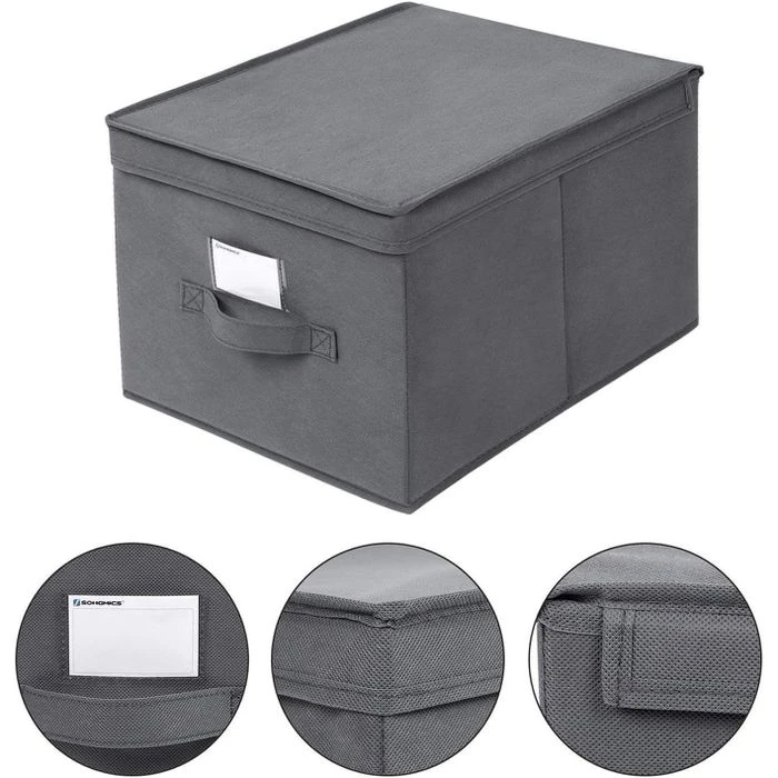 Songmics Aufbewahrungsbox RFB03G, 30 Liter, Mit Deckel, Stoff, Grau, 30 X 40 X 25 Cm, 3 Stück 3 Songmics Aufbewahrungsbox RFB03G, 30 Liter, Mit Deckel, Stoff, Grau, 30 X 40 X 25 Cm, 3 Stück - Image 3