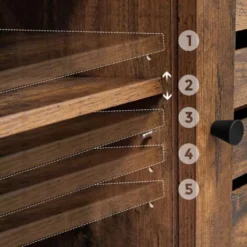 VASAGLE Kommode Mit Lamellentüren Sideboard Beistellschrank Flurschrank Industrie-Design Küchenschrank Vintage Dunkelbraun Von SONGMICS LSC79BX -Songmics Verkaufsgeschäft 19305032 4