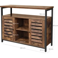 VASAGLE Kommode Mit Lamellentüren Sideboard Beistellschrank Flurschrank Industrie-Design Küchenschrank Vintage Dunkelbraun Von SONGMICS LSC79BX -Songmics Verkaufsgeschäft 19305032 5