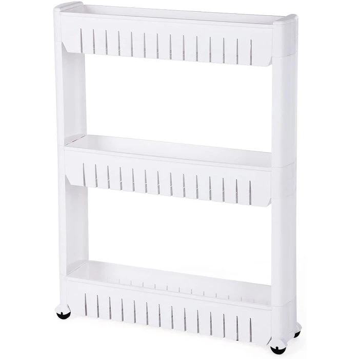 Songmics Küchenwagen KTR03W, Mit Rollen, Nischenregal, Weiß, 55 X 72,5 X 12,7cm, Kunststoff 1 Songmics Küchenwagen KTR03W, Mit Rollen, Nischenregal, Weiß, 55 X 72,5 X 12,7cm, Kunststoff