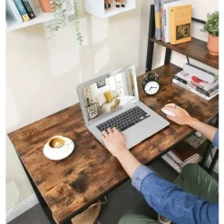 VASAGLE Schreibtisch, Computertisch Mit Regalböden Rechts Oder Links,120 Cm Langer Bürotisch, Arbeitszimmer, Homeoffice, Einfache Montage, Stabil, Industrie-Design, Vintagebraun-schwarz Von SONGMICS L -Songmics Verkaufsgeschäft 19797181 5