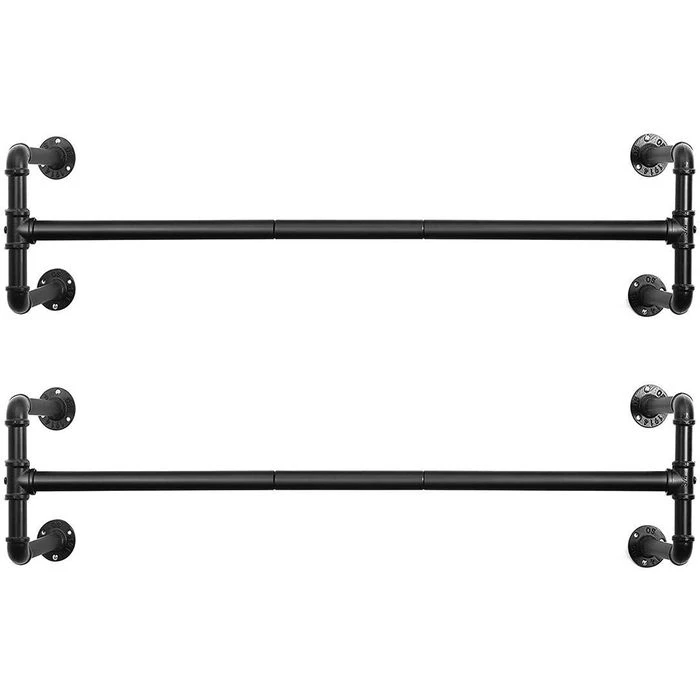 Songmics Wandgarderobe HSR64BK-02, Metall, 110 X 29,3cm, Schwarz, 2 Stück 1 Songmics Wandgarderobe HSR64BK-02, Metall, 110 X 29,3cm, Schwarz, 2 Stück
