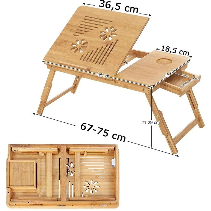 Songmics Laptoptisch LLD002, Höhenverstellbar, Für Bett Und Couch, 55 X 21 X 35 Cm, Klappbar 2 Songmics Laptoptisch LLD002, Höhenverstellbar, Für Bett Und Couch, 55 X 21 X 35 Cm, Klappbar - Image 2